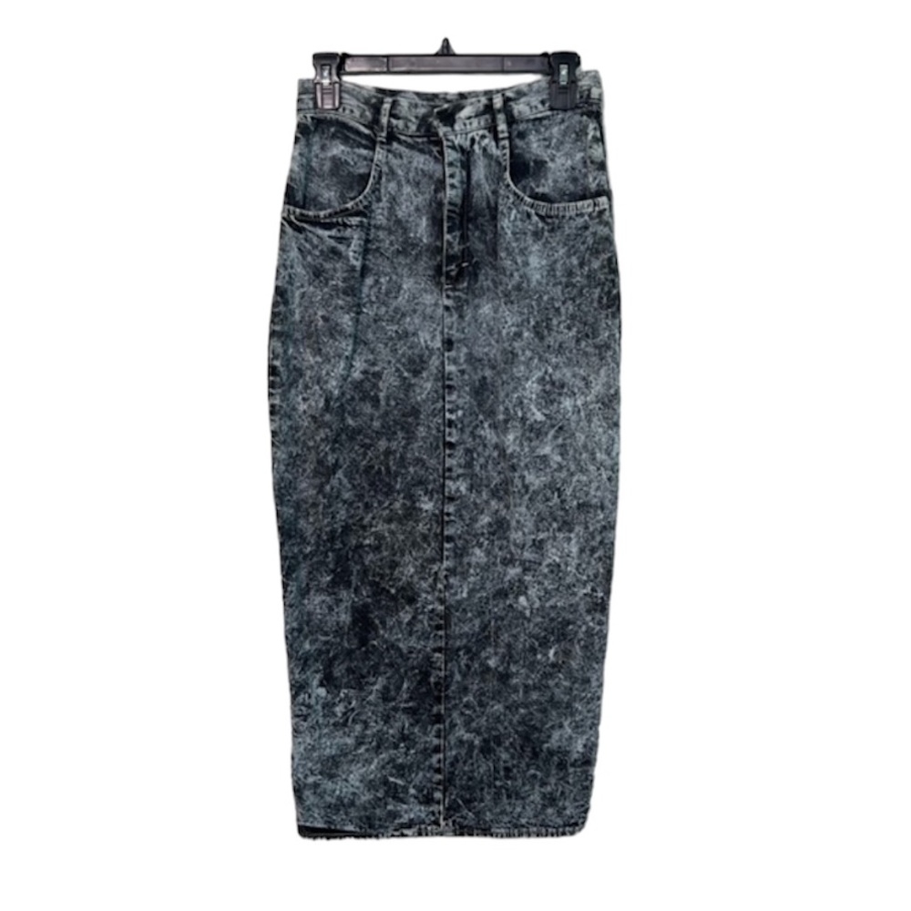 Vintage Cherokee Acid Washed back cross wrap midi length denim skirt